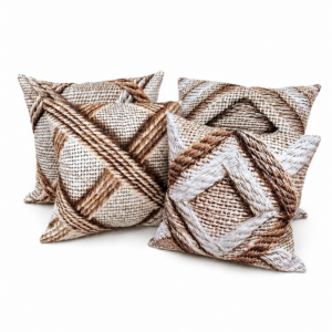 Dekorační boho polštáře v přírodních tónech - set 4 ks